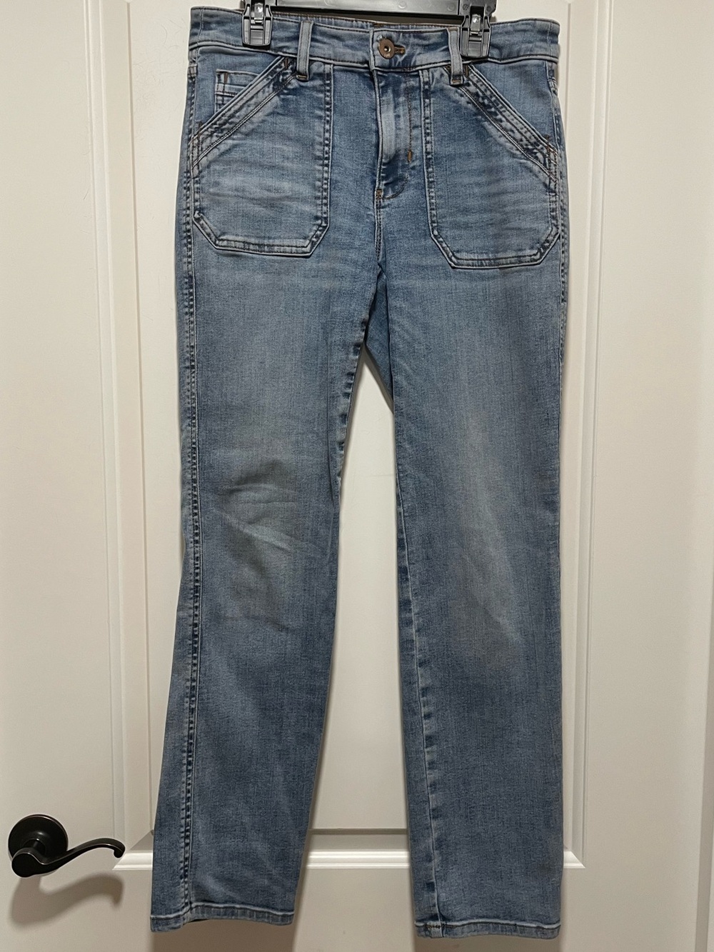 The cutest! J. Jill DENIM High Rise Straight Leg Ankle Slant Pocket Jeans Sz 4P